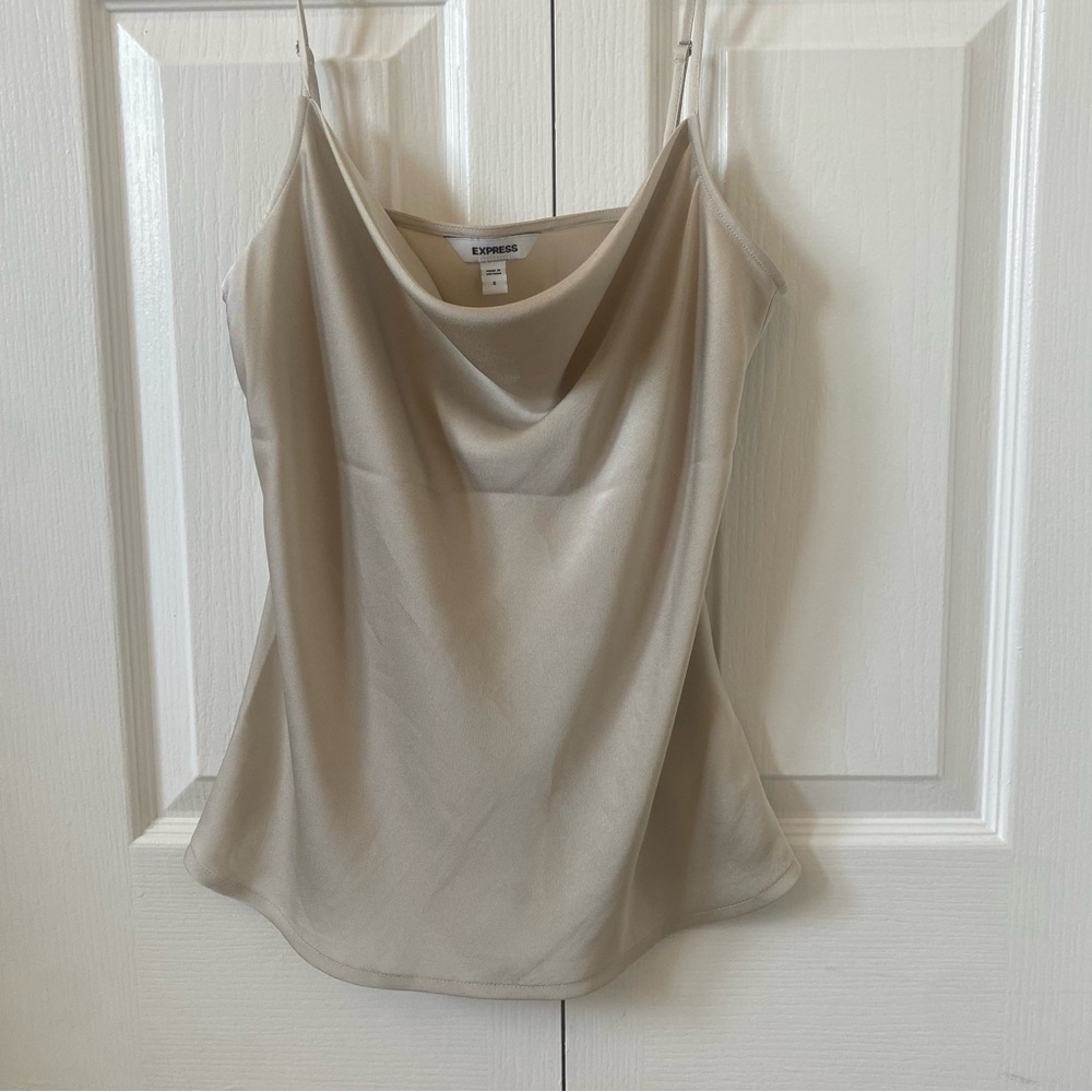 Express Satin Cowl Neck Cami in Champaign